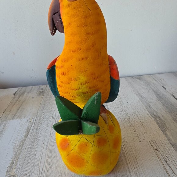 Wooden‎ parrot pineapple sculpture wooden macaw bird tropical figurine - Picture 3 of 9